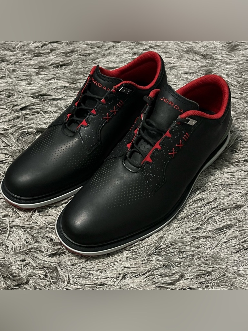 Nike Air Jordan ADG 5 NBY Leather Black Red Mens Golf Shoes FQ6642-001 Size 10